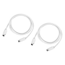 2Pcs PS/2 Mouse and Keyboard Extension Cable 6P 4.26 Feet Male to Male White picture