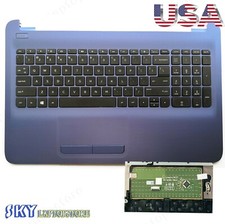 New HP 15-AY 15AY 15-BA 15-BN Blue Palmrest Keyboard & Touchpad 855026-001 USA picture