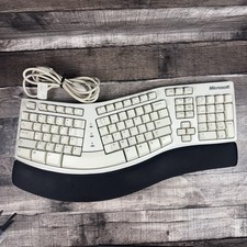 Vintage Microsoft Natural Keyboard Elite Ergonomic PS/2 White 3M Wrist Rest picture