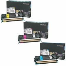 SET 3 GENUINE SEALED LEXMARK C5220MS C5220CS C5220YS TONER CARTRIDGES NO BLACK picture