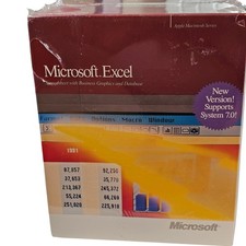 Vintage Microsoft Excel 3.0 Apple Macintosh 1991 Big Box Sealed NOS Mac OS 90s picture