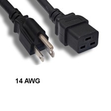 KNTK 3ft AC Power Cord NEMA 5-15P to IEC-60320 C19 14 AWG 15A 125V SJT Cable picture