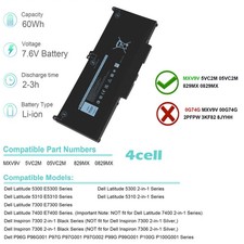 MXV9V Battery/Charger For Dell Latitude 7300 7400 5VC2M N2K62 5300 7.6V 60Wh picture