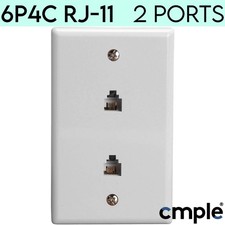 White Landline Phone Wall Plate RJ11 RJ12 FAX Telephone Wall Pate 6P4C 6P6C picture