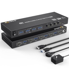USB 30 HDMI KVM Switch 4 Port 4K60Hz for 4 PCs with Cables picture