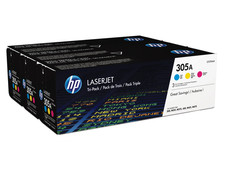 HP 305A 3-pack Cyan/Magenta/Yellow Original LaserJet Toner Cartridges, Per picture