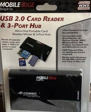 Mobile Edge USB 2.0 Card Reader & 3 Port Hub Reader/Writer New & Sealed picture