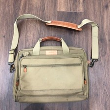 Hartmann Laptop Bag Nylon Tan Brown Leather Trim Shoulder Strap Crossbody picture