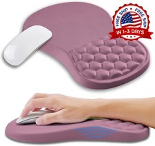 Mouse Pad Ergonomico Con Reposamunecas Masajeador Espuma de Memoria Rosa picture