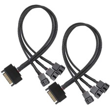 Gebildet 2pcs SATA to 3 Way 3 Pin / 4 Pin PMW 12V PC Case Fan Power Adapter Cabl picture