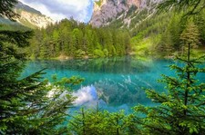Landscape nature green lake mountains forest turquoise Custom Gaming Mat Desk picture