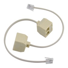 Plastic RJ11 6P4C Double Holes Female Telephone Wire Cable Inline Splitter 2pcs picture