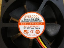Evercool 60mm x 15mm 12V EC6015M12CA Computer Case Ball Bearing Fan 3-Pin picture