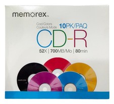 Memorex Cool Colors 52X CD-R 80min 700MB /w Slim CD Jewel Case Lot picture