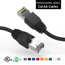 10 Pack of 50Ft CAT6A Shielded (SSTP) Ethernet Network Booted Cable Black picture