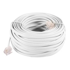 15M 49ft RJ11 6P4C Telephone Extension Cable Connector, Grey White picture