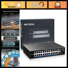 24-Port PoE Switch Unmanaged, 400W Power Over Ethernet, 2 Gigabit Uplinks, VLAN, picture