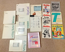 Collection Of Vintage Macintosh Manuals, Startup Discs, MacWrite, Game Manuals picture
