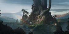 Landscape  art illustration nature forest night trees Custom Gaming Mat Desk picture