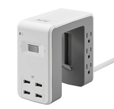 APC Desk Mount Power Station PE6U4W, U-Shaped Surge Protector 6 Outlet, White picture