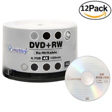 600 Pack Smartbuy Blank DVD+RW 4x 4.7GB Branded Logo Rewritable DVD Media Disc picture