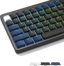 Low Profile Keycaps Set Shine Through Black & Dark Blue Cherry MX Switch picture