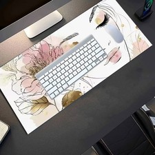 1pc Diatom Mud Extra Large Mouse Pad | Card Game Mat, Pastel Pink Floral Close picture