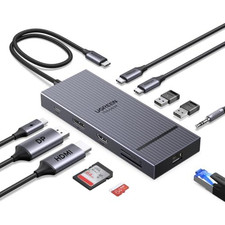 UGREEN USB C Docking Station Dual Monitor, 11-in-1 Dock with HDMI and DP Gray picture