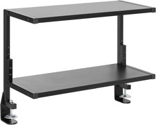 Black Clamp-on 24 inch 2-Tier Desk Shelf STAND-SHELF24C Above/Below Desk 2 Level picture