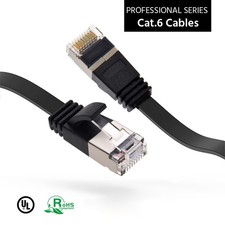 10 Pack of 5Ft CAT6 U/FTP Flat Ethernet Network Cable Black 30AWG picture