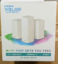 Linksys VLP0203 Tri-Band 5000 SQ FT Whole Home WiFi Router System AC4600 White picture