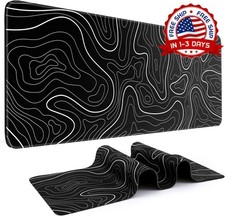 Alfombrilla de Raton para Gaming Negra con Lineas de 31.5x11.8in Oficina Hogar picture
