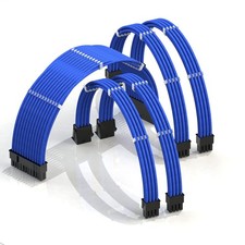 LINKUP ATX 24Pin PSU Extension Cable | Braided Sleeved, 30cm, Blue picture