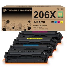 HP 206X Toner Cartridge Set Black Cyan Magenta Yellow 4 Pack High Yield picture