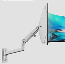 monTEK Single Wall Mount Monitor Arm 17-57in Gas Spring White VESA 75/100 picture