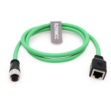 1m M12 D-Code 4-Pin Male to RJ45 Female Connector EtherCAT Cable Green Cat6 picture
