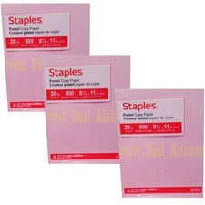 3 Reams, 1500 Pages, Staples Pastel Pink Copy Paper 8-1/2