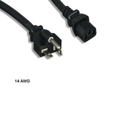 LOT 10pcs 6ft 14 AWG Power Cable NEMA 5-20P to IEC-60320 C13 15A/125V SJT Black picture
