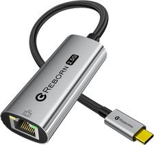 REBORN USB C to Ethernet Adapter 2.5G, Aluminum USB Type C to RJ45 2500Mbps LAN picture