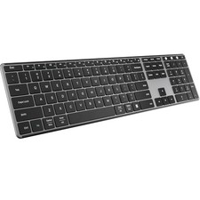 AUSDOM 2.4G Bluetooth KeyBoard QUIET SLIM MULTI-DEVICE SOFKEYS-4 - BLACK/GRAY picture