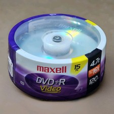 Maxell DVD+R 15 PK Rewritable Disks 4.7GB 16X 120min Brand NEW In Package picture