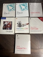 Lot of Vtg Apple Macintosh - At Ease /300i / Claris / User Guides CDs Folder picture