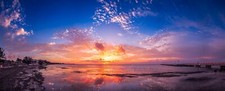 Landscape panorama beach bridge florida sea clouds Custom Gaming Mat Desk picture