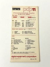 Digital Equipment Corp (DEC) PDP11 Digital Programming Card July 1975 picture