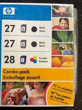 GENUINE HP COMBO PACK (2) 27 BLACK & (1) 28 TRI-COLOR NEW SEALED picture