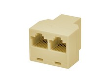 Monoprice RJ45 8P8C Modular T-Adapter Female to 2x Female, Straight, Beige picture