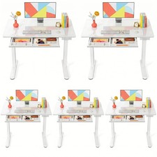 Glass Standing Desk 37 x 22 inch 5 Pack 4 Zone Drawer White Marsail picture