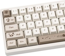 146 Keys Coffee Theme Beige and Brown Keycap Cream Thick Dye Sub PBT Keycap S... picture