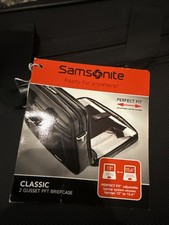 NWT Black Samsonite Classic PFT 2 Gusset Briefcase Adjustable Laptop System picture