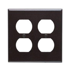 Leviton 2-Gang Duplex Device Receptacle Wallplate, Standard Size, Thermoset, ... picture